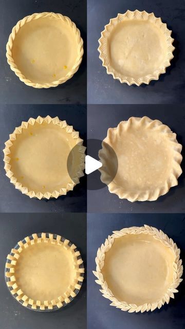 How To Make Pretty Pie Crust Edges, Pie Crimping Ideas, Crimping Pie Edges, Pie Crust Decorations Ideas, Pie Crust Edge Designs, Pie Edges Ideas, Fancy Pie Crust Designs, Diy Pie Crust, Personal Pies