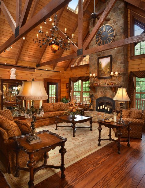 Log Cabin Living Room, Cabin Interior Design, Log Cabin Living, Log Home Living, Log Cabin Interior, Cabin Living Room, Log Cabin Ideas, Rustic Log Cabin, Decor Ikea