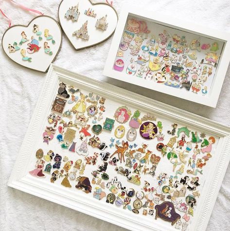 disney pin collection - love the white frame and the white background Trading Goals, Pins Display, Disney Pin Display, Chateau Disney, Disney Pins Sets, Deco Disney, Disney Room, Disney Pin Collections, Disneyland Pins