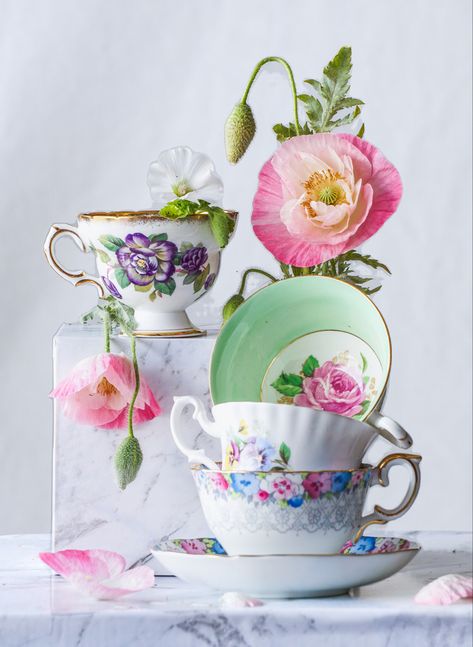 My grandmothers tea cups with flowers from my garden. I used pinterest to find a mix of inspiration for this photo. #teacup #flowerphotography #stilllifephotography #grandmother #throughthegenerations #stilllifeart #photography Teacup Still Life Photography, Tea Cup Photography, Teacup Photography, Netflix Ideas, Cup Photography, Photography Tea, Tea Flowers, Cups Ideas, Table Top Photography