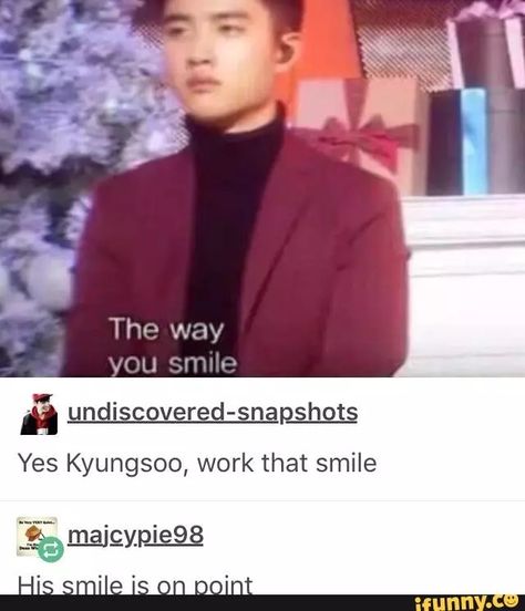 ;) by Kyungsoo. His resting bitch face is amazing Baekhyun Funny, Exo Funny, Exo Kyungsoo, Exo Do, Exo Memes, Kim Jongdae, Funny Kpop Memes, Red Suit, Exo Members