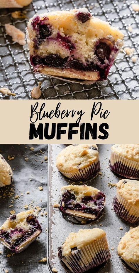 These Blueberry Pie Muffins are easy homemade breakfast recipes. With a layer of a crispy pie crust topped with sweet blueberry pie filling and a moist flavorful blueberry muffin. |#blueberrymuffin #blueberrymuffinrecipe #blueberrypiemuffin #muffinrecipe #easymuffinrecipe #breakfastrecipe #breakfastmuffin #sourcreamrecipe #blueberryrecipe #blueberrypierecipe #blueberrypiefilling #blueberryfilling #piefilling #dessert #onesarcasticbaker #homemademuffin #homemademuffinrecipe | Dried Cranberries Recipes, Homemade Muffins Recipe, Decadent Cheesecake, Blueberry Cream Cheese Muffins, Homemade Breakfast Recipes, Easy Spring Recipes, Pie Muffins, Recipe Cheesecake, Blueberry Breakfast Cake