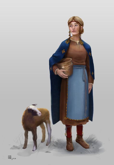 Women's clothing from Ravattula, Finland dating from around 1200 by Ida Kalsta on ArtStation Traditional Baltic Clothing, Traditional Finnish Clothing, Finland Clothing, Icelandic Traditional Clothing, Finnish Folk Costume, Finland Women, Finland Traditional Clothing, Finnish Clothing, Nordic Cottage