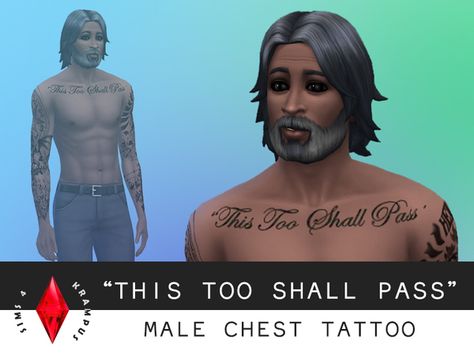 The Sims Resource: This Too Shall Pass chest tattoo by SIms4Krampus • Sims 4 Downloads Chest Tattoo Male, Check Tattoo, Sims 4 Cc Tattoos, Sims 4 Tattoos, Sims 4 Game Mods, Chest Tattoo Men, Sims 4 Downloads, This Too Shall Pass, Sims 4 Game