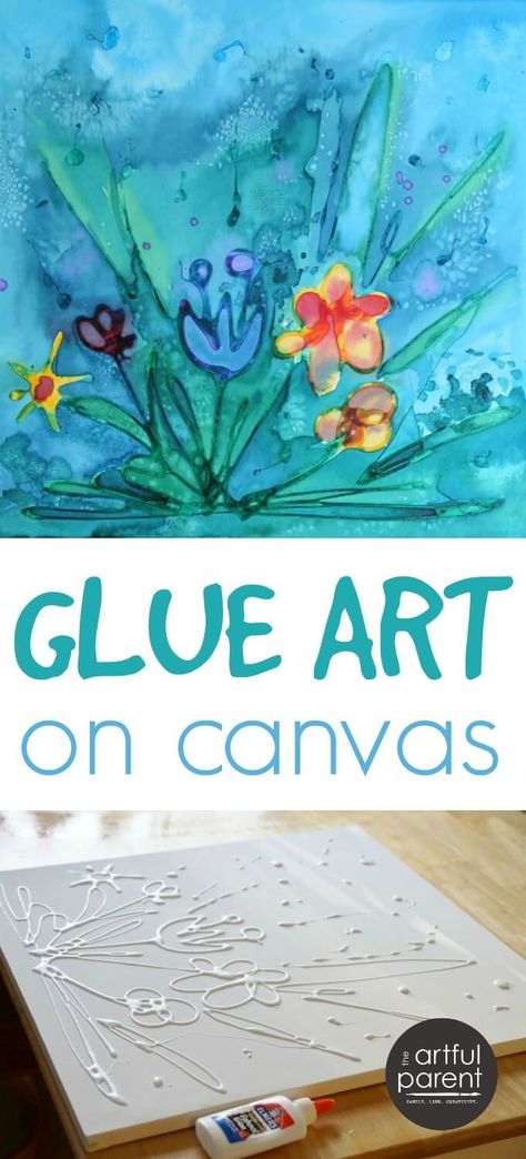 Glue Art On Canvas, Art Ideas For Teens, Kids Canvas Art, Glue Art, Art Projects For Teens, Canvas Art Projects, Kids Canvas, Homeschool Art, Canvas Painting Diy