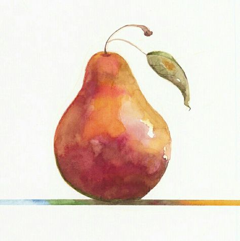 Peach Easy Watercolor Fruit, Fruit Watercolor Painting Easy, Watercolor Fruit Tutorial, Watercolor Fruit Paintings, Fruits Watercolor Painting, Watercolor Art Fruit, Watercolor Art Simple, Watercolor Pears, Simple Watercolor Ideas