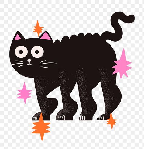 Cartoon Black Cat, Black Cat Sticker, Halloween Graphics, Sticker Png, About Halloween, Cartoon Black, Character Creator, Halloween Illustration, Free Halloween