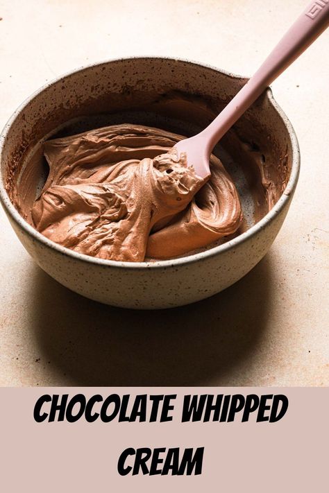 chocolate whipped cream in a bowl Stable Chocolate Whipped Cream Frosting, Whipped Cream Recipe Easy, Easy Chocolate Bars, Chocolate Whipped Cream Frosting, Chocolate Bar Recipe, Whipped Cream Recipe, Best Chocolate Cupcakes, Frosting Recipes Easy, Recipes With Whipping Cream