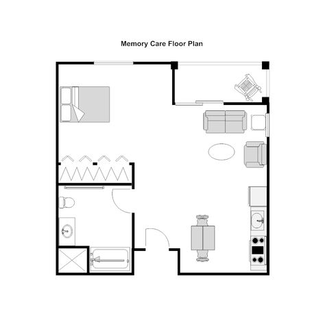 Example Image: Nursing Home Unit Floor Plan Elderly House Plan, Unit Floor Plan, Hospital Floor Plan, Create Floor Plan, Sims Houses, Apartment Floor Plan, Home Design Floor Plans, Save File, Memory Care