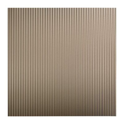 Fasade Rib 2 ft. x 2 ft. Lay-In Ceiling Tile in Brushed Nickel | Wayfair Embossed Ceiling Tiles, Vintage Tin Ceiling Tile, Steel Tiles, Tin Panel, Ceiling Grid, Tile Covers, Tin Tiles, Kitchen Interiors, Tile Crafts