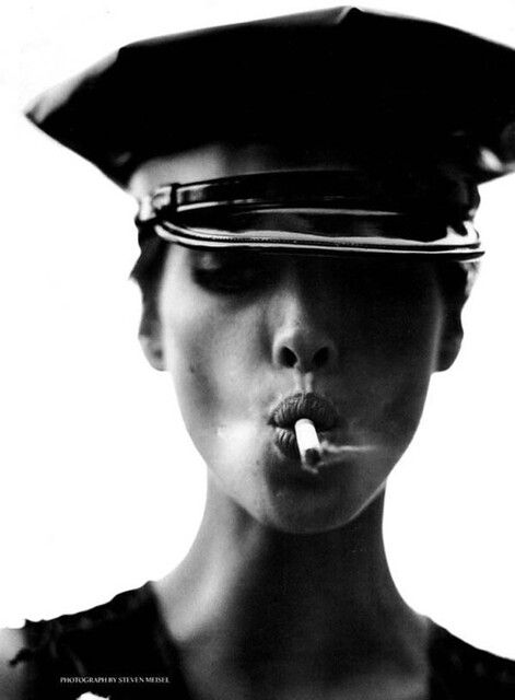 Military Hat, White Photo, A Black, A Woman, Black And White, Photography, White, Black