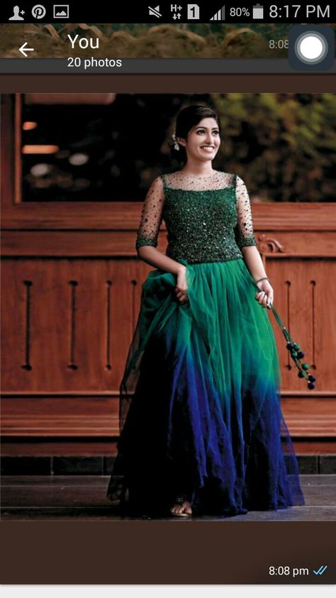 Layer Lehenga, Embroidery Frocks, Peacock Colour, Kerala Saree Blouse, Kerala Saree Blouse Designs, Frock Models, Long Skirt And Top, Long Gown Design, Simple Frocks