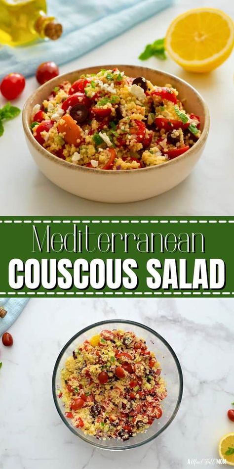 Made with Mediterranean flavors, a light lemon dressing, and pearl couscous, this couscous salad the ultimate crave worthy side dish Chickpeas Mediterranean, Vegan Mediterranean Salad, Chickpeas Couscous, Lunch For The Week, Mediterranean Couscous Salad, Mediterranean Salad Recipe, Couscous Salad Recipes, Mediterranean Couscous, Vegan Mediterranean