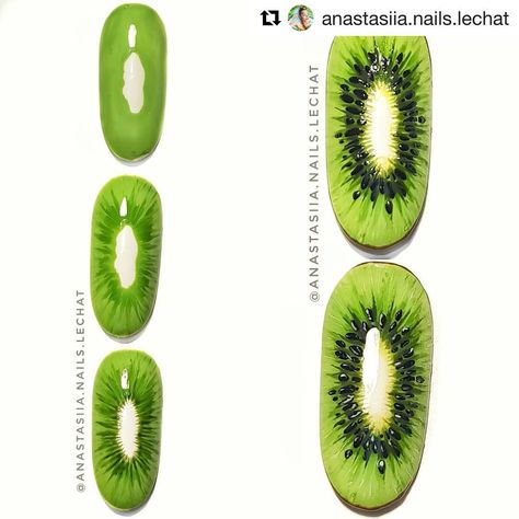 #Repost @anastasiia.nails.lechat with @get_repost ・・・ Guys you were asking me to prepare more ideas with Kiwi!... here you go ! 🥝🥝🥝🥝🥝🥝🥝🥝🥝🥝 Like this ? ✔YES ❌NO Thank you so much to all my followers! I'm so exiting go create for you more and more art ! Because I see you like it a lot ! 😘😘😘😘😘😘😘😘😘😘😘😘😘😘😘 💅 💅 💅 💅 💅 #fruitlover #fruitnails #fruitart #фруктынаногтях🍉🍋🍓 #fruity #фруктовыеногти #russianmanicure #фруктынаногтях #russianart #nailchampion #nailpromagazine #n Nail Art Fruit, Fruit Nail Designs, Fruit Nails, Fruit Nail, Fruit Nail Art, Pedicure Ideas, Nail Drawing, Nail Techniques, Nail Art Techniques