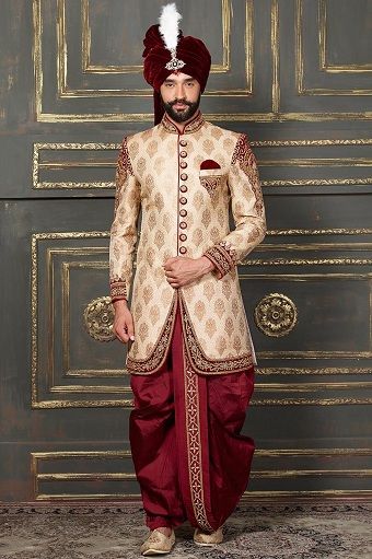 Dhoti Sherwani For Groom Styles At Life Groom Indian Wedding Outfits, Shalwar Designs, Dhoti Sherwani, Dhoti Pants For Men, Sherwani Wedding, Indian Groom Dress, India Decor, Sherwani For Men Wedding, Groom Dress Men