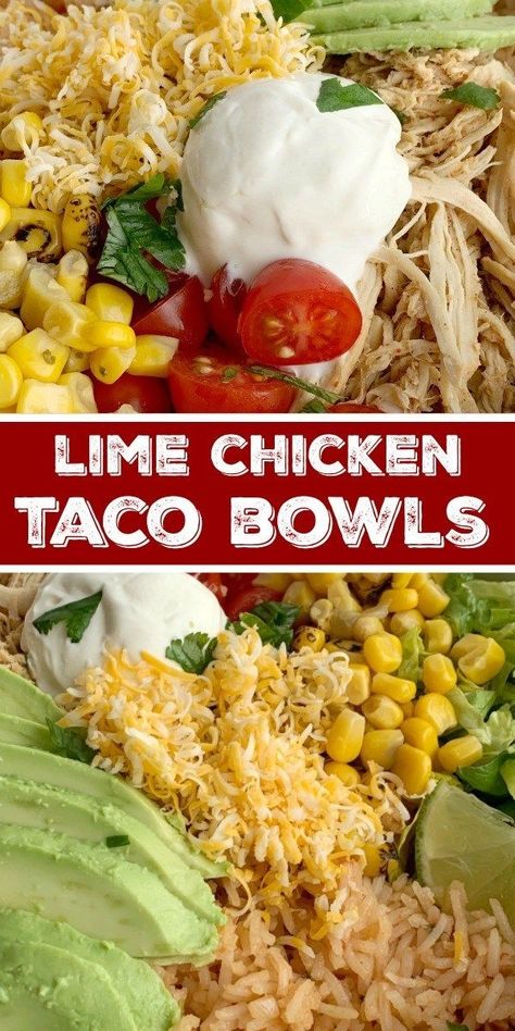 Easy Mexican Bowl, Summer Shredded Chicken Recipes, Chili Lime Chicken Bowl, Cold Leftovers For Lunch, Crockpot Lunch Recipes Summer, Meals For Summer Heat, Loaded Potato Taco Bowl, Crock Pot Summer Recipes, Summer Crock Pot Chicken Recipes