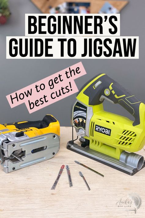 How to use a Jigsaw - A complete Guide For Beginners - Anika's DIY Life Diy Jigsaw Projects, Jigsaw Projects, Woodworking Jigsaw, Woodworking Basics, Small Woodworking Projects, Easy Wood Projects, Scrap Wood Projects, Beginner Woodworking Projects, Straight Line