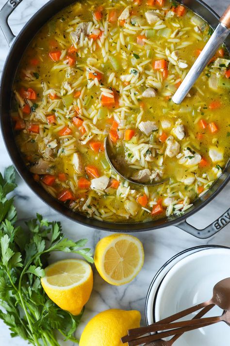 Chicken And Orzo Soup, Clean Soups, Damn Delicious Recipes, Lemon Chicken Orzo, Orzo Soup, Fall Soup, Orzo Recipes, Chicken Orzo, Chicken Orzo Soup