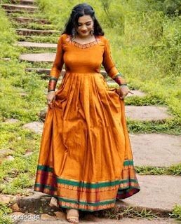 Mangalgiri Pattu Long Frocks, Traditional Saree Gowns Indian, Sadi Dresses Design, Designer Dresses From Old Sarees, Narayanpet Long Frocks, Creative Dresses, Party Wear Long Gowns, Salwar Design, Saree Reuse