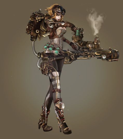 Steampunk warrior by Sachielchen on DeviantArt Steampunk Character Design, Punk Character Design, Steampunk Robots, Steampunk Robot, Steampunk Images, Steampunk Character, Art Steampunk, Steampunk Characters, Steampunk Artwork