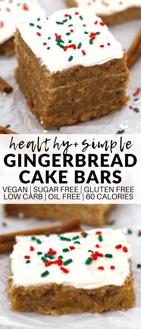 Vegan Gingerbread Cake Bars (Sugar-Free + Low-Carb + Gluten-Free) Healthy Gingerbread, Cake Bars Recipe, Vegan Gingerbread, Desserts Vegan, Vegan Sugar, Gingerbread Cake, Christmas Treat, Gluten Free Sugar Free, Cake Bars