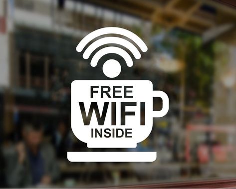 WiFi sticker, WiFi decal, Free WiFi window sticker, cafe WiFi sticker, wireless window decal, WiFi internet sticker, restaurant WiFi sticker Kids Bedroom Wall Decals, Storefront Windows, Small Restaurant Design, Switch Decals, Light Switch Sticker, Nursery Stickers, Shop Window Stickers, Outside The Window, Wifi Sign