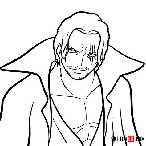 How to draw Shanks | One Piece Shanks One Piece Drawing, Zoro Lineart, One Piece Desenho Facil, Shanks Sketch, Shanks Drawing, One Piece Lineart, Shanks One Piece, Naruto Madara, Straw Hat Pirates