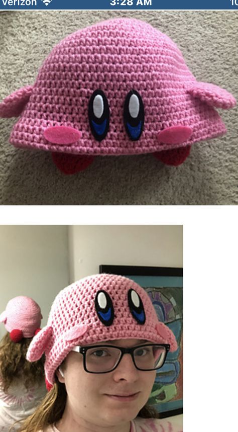 Kirby Buckets, Crochet Kirby, Anime Beanie, Anime Crochet, Anime Hats, Hat Patterns Free, Crochet Hats Free Pattern, Crochet Hat Pattern, Crochet Beanie