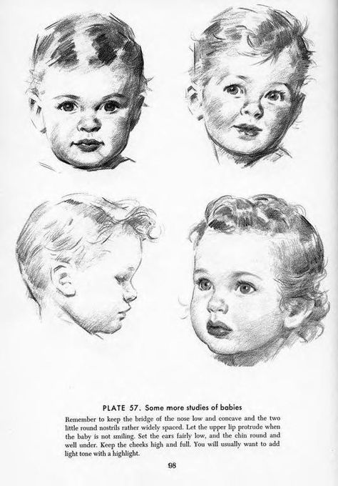 Drawing the Head & Hands Draw Face, Andrew Loomis, Drawing Heads, Siluete Umane, Pencil Shading, Baby Drawing, 인물 드로잉, Anatomy Drawing, Portrait Sketches