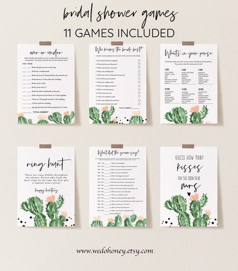 Succulent Cactus Bridal Shower Games Bundle Fiesta Wedding | Etsy Fiesta Wedding Shower, Rustic Wedding Alter, Mexican Bridal Showers, Fiesta Bridal Shower, Wedding Shower Themes, Couple Wedding Shower, Fiesta Wedding, Bridal Bingo, Bridal Games