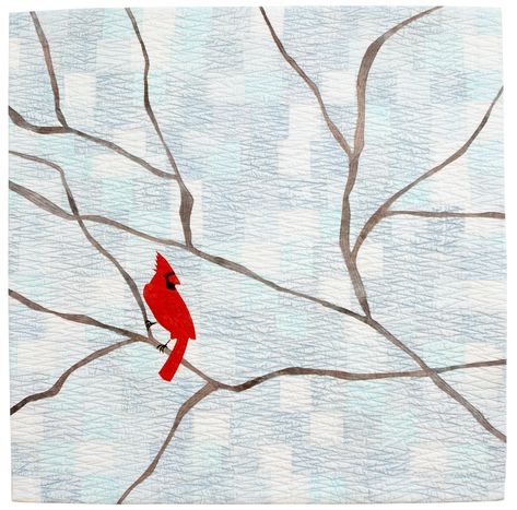 Discover A Cardinal in Winter by Catherine Kleeman, and get inspired by more original art and unique treasures created by artists. Shop now! Paper Cardinal, Cardinal Quilt, Cardinal In Winter, Cardinal Art, Bird Quilts, Fiber Wall Hanging, Winter Art Projects, Quilt Square, Bird Quilt