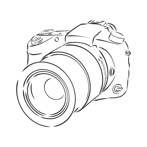 Camera Outline Drawing, Camera Drawing Sketches, Camera Drawing Simple, Camera Drawing Art, Camera Outline, Camera Sketch, Analog Photo, Camera Vector, Camera Tattoos