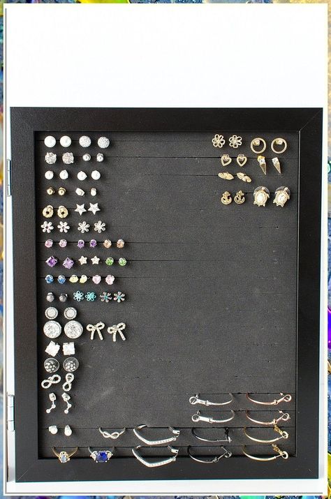 Looking for ways to keep your jewelry collection organized? Check out these 7 brilliant jewelry organization ideas that will help you declutter and streamline your accessories. From stylish display options to clever storage solutions, these tips will ensure your jewelry is always easy to find and tangle-free. Say goodbye to messy drawers and hello to a clutter-free collection! Jewelry Organization Ideas, Stud Earring Holder, Frame Jewelry Organizer, Stud Earring Organizer, Diy Earring Holder, Stud Earrings Holder, Earrings Holder, Diy Jewelry Display, Organizer Diy