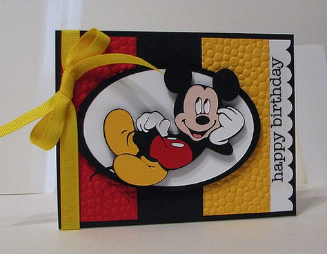 BD Scrapbook Cover, Disney Scrapbooking Layouts, Disney Cards, Disney Scrapbook Pages, Mickey Birthday, Mickey Mouse Party, Disney Birthday, Cricut Cards, Mickey Mouse Birthday