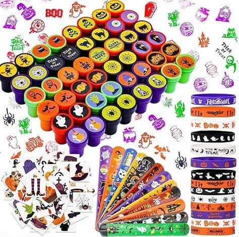 Amazon.com: Halloween Treat Bags Bulk Bracelets Halloween, Bracelets Rubber, Witch Purple, Halloween Pinata, Halloween Stamps, Cat Castle, Bulk Party Favors, Bat Cat, Halloween Goodie Bags