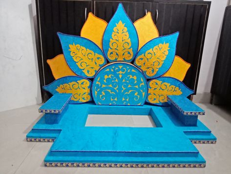 Ganpati Sinhasan Decoration, Ganpati Thermocol Decoration, Ganpati Makar Decorations, Thermacol Decorations Ideas, Sinhasan Design, Ganpati Decoration Ideas Thermocol, Eco Friendly Ganpati Decoration, Thermocol Craft, Ganpati Decoration Theme