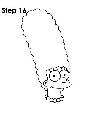 Draw Marge Simpson Step 16 How To Draw Simpsons Characters, Simson Drawings Easy, Easy Cartoon Drawings Disney, March Simpson, Marge Simpsons, Simpsons Tattoo, Easy Cartoon, Simpsons Drawings, Cartoon Drawings Disney