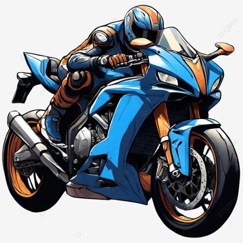 Bike Cartoon Images, Bike Clipart, Bike Png, Blue Motorcycle, Bike Illustration, Sport Bike, Cartoon Clipart, Transparent Image, Clipart Cartoon