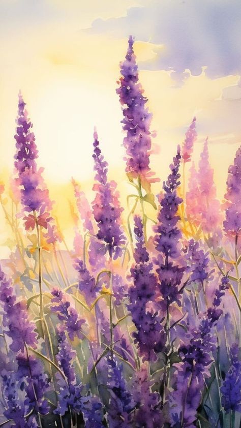 수채화 그림, Landscape Artwork, Phone Wallpaper Images, Jolie Photo, Pretty Wallpapers Backgrounds, Lavender Flowers, Purple Wallpaper, Background Pictures, Cute Wallpaper Backgrounds