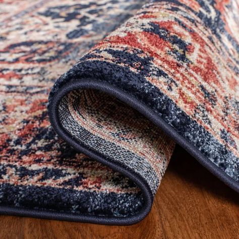 Sechovicz Oriental Navy/Red Area Rug Casual Home Decor, Navy Rug, Floral Area Rugs, Sisal Rug, Red Area Rug, Rug Material, Power Loom, Blue Area Rugs, Vintage Boho