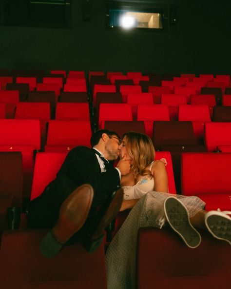 Movie theater shoot ✔️🤩🔥 . This is also your sign to hire your photographer for a day before shoot. It helps you relax, get comfortable in front of the camera and ease those nerves a little. . Happy wedding day Kaitlyn and Matt!! See you guys later!! Movie Theater Engagement Photos, Movie Theatre Wedding, Movie Theater Photoshoot, Movie Theater Date, Movie Theater Wedding, Theatre Pictures, Theatre Wedding, Happy Wedding Day, Friends Wedding