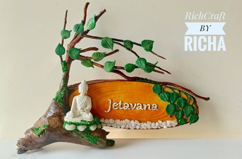 #diy #mural #handmade #nameplate #customised Clay Buddha, Grass Art, Buddha Sculpture, Artificial Grass, Dry Clay, Gift Items, Air Dry Clay, Name Plate, Hard Work