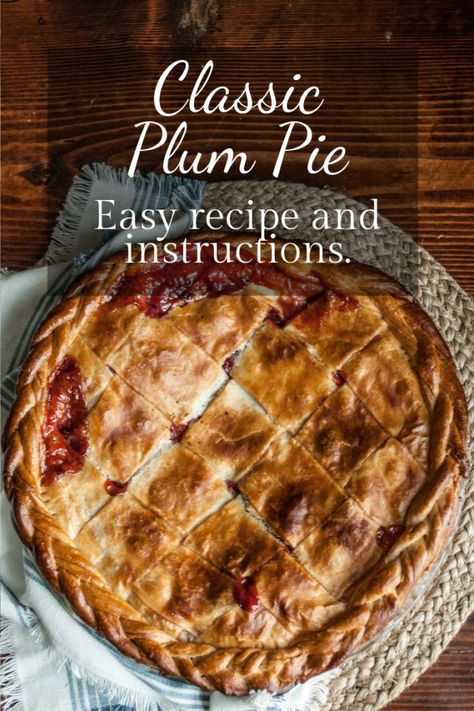 Classic Plum Pie - Cottage Chronicles Plum Pie Recipe Easy, Plum Bars, Plum Ideas, Plum Pie Recipe, Plum Dessert, Cottage Pie Recipe, Plum Pie, Plum Recipes, Baking Treats