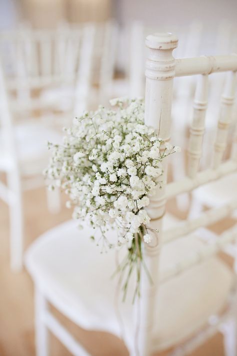 Gyp Gypsophila Baby's Breath Pew End Aisle Chair Flowers Ceremony Milling Barn Wedding Victoria Mitchell Photography #Gyp #Gypsophila #BabysBreath #PewEnd #Aisle #WeddingChairs #WeddingFlowers #Ceremony #Wedding Gypsophila Chair Ends, Ceremony End Of Aisle Decor, Gypsophila Pew Ends, Flowers For Chairs At Wedding, Pink Wedding Aisle Flowers, Baby’s Breath Aisle Decor, Wedding End Of Aisle Decorations, Simple Aisle Flowers, Simple Ceremony Flowers