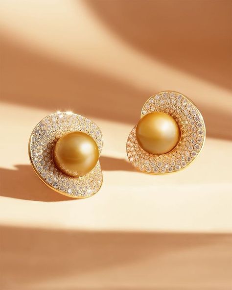 Golden South Sea pearls and sparkling gems are in full bloom in the Tropics Earrings — enchanting creations that captivate imaginations… | Instagram Golden South Sea Pearls, South Seas, Sea Pearls, South Sea Pearls, In Full Bloom, Natural World, Mother Nature, Precious Stones, Gems