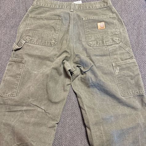 Olive Green, Gently Worn In Which Is Great For Carhartts That Are Otherwise Stiff When Bought Brand New. 30” X 34” Green Carhartt Pants Outfit Men, Green Carhartt Pants Outfit, Carhartt Pants Outfit Men, Carhartt Pants Outfit, Green Carpenter Pants, Carhartt Work Pants, Pants Outfit Men, Carhartt Jeans, Carhartt Pants