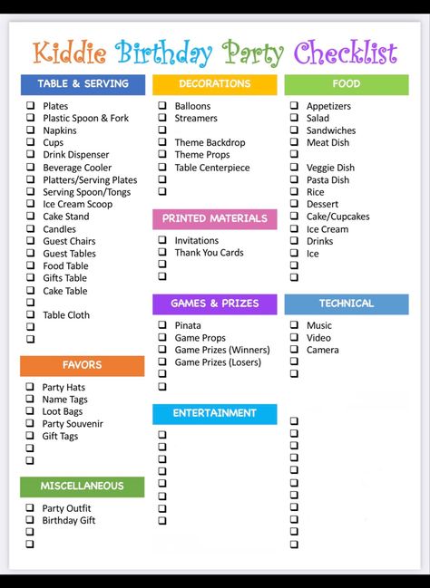 Party Supplies Checklist, Birthday Party Planning Checklist, Hot Dog Party, Packing List Template, Birthday Party Checklist, Party Planning Checklist, Party Organisers, Party List, Boys First Birthday Party Ideas