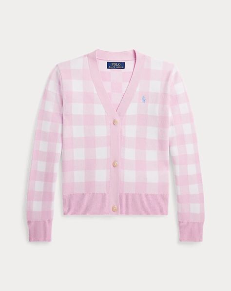 Gingham Boxy Cotton Cardigan Blue Hyacinth, Ralph Lauren Purple Label, Cotton Cardigan, V Neck Cardigan, Formal Shirts, Big Kid, Cardigan Jacket, Jumpers And Cardigans, Big Kids