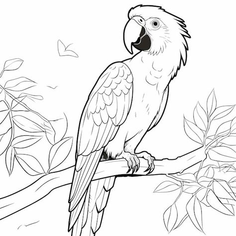 Parrot Outline, Parrot Drawing, Illustration Black And White, Parrots Art, Sketching Ideas, Outline Illustration, Outline Drawings, Vector Hand, Iconic Photos