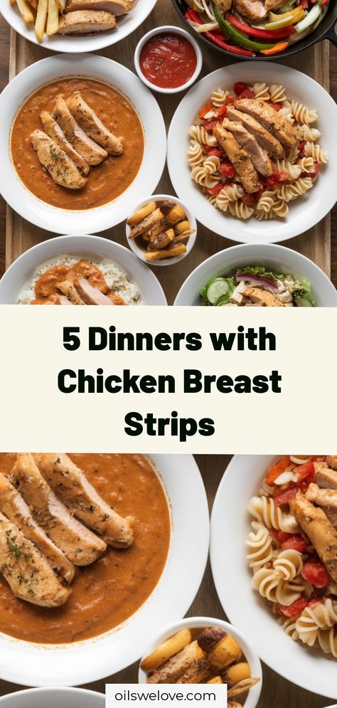 5 Delicious Chicken Breast Strip Dinner Recipes to Try Tonight! #ChickenBreast #DinnerIdeas #EasyRecipes #HealthyEating Grilled Chicken Strip Dinner Ideas, Quick Chicken Strip Recipes, Chicken Strip Meals, Chicken Breast Strip Recipes, Chicken Strip Recipes Easy Dinners, Chicken Strips Recipes Easy, Chicken Strip Dinner Ideas, Dinners With Chicken Breast, Chicken Strips Dinner Ideas